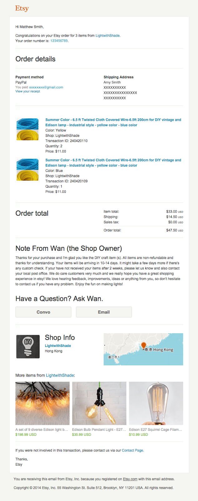 Ecommerce Receipt Email